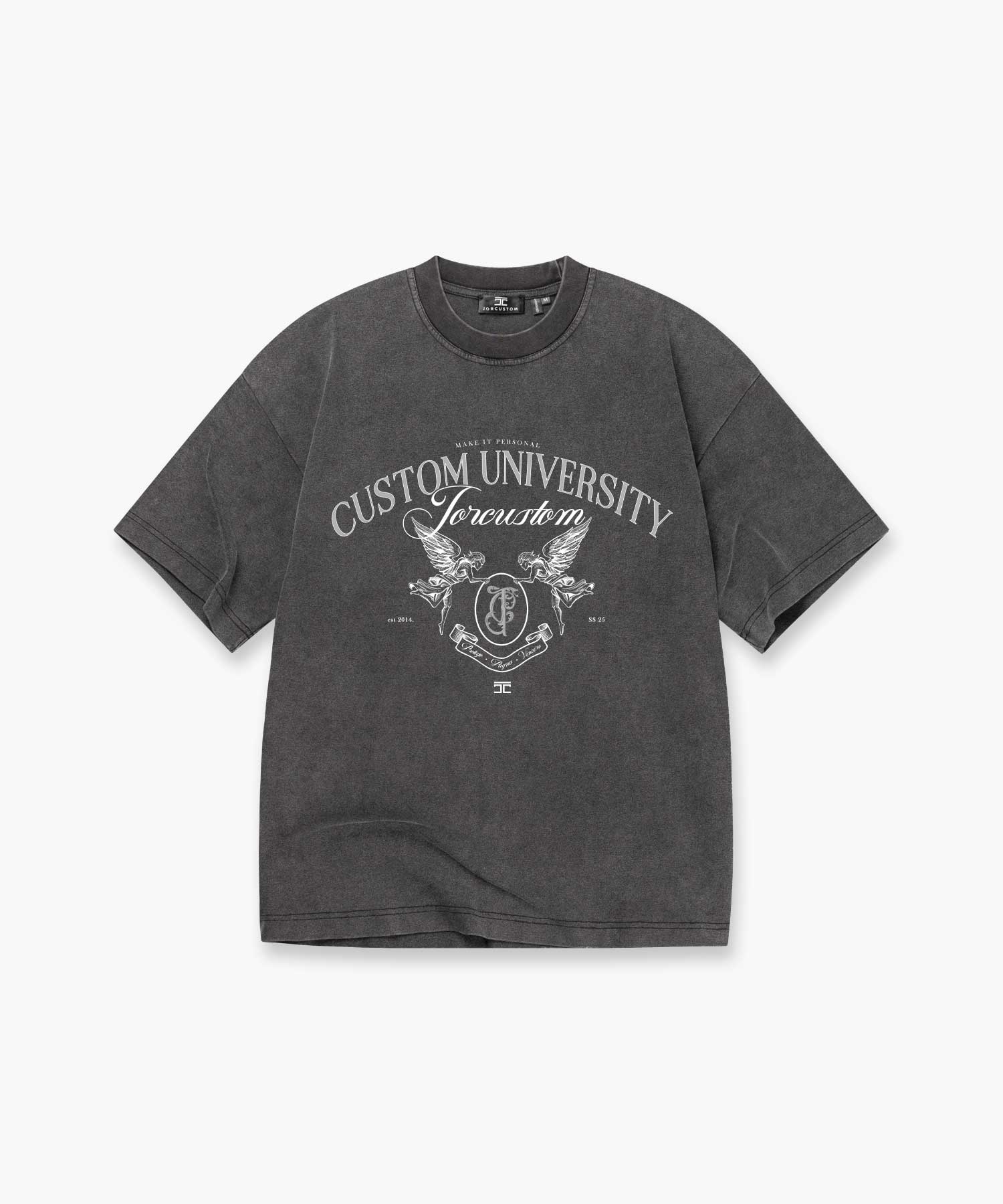 ★2024SS新作★BORN TO WIN★BLUR B PIGMENT OVER FIT T-SHIRTS MUSINSA公式 | BORN TO WIN BLUR B LOGO OVER FIT T-SHIRTS [IVORY]